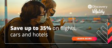 Discovery Vitality - Save up to 35% on flights, cars and hotels.